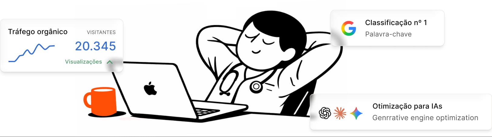 Médico aproveitando o tempo economizado com a Getseo